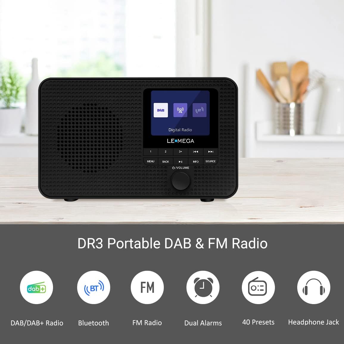 Lemega DR3 Colour Display DAB Radio with Bluetooth
