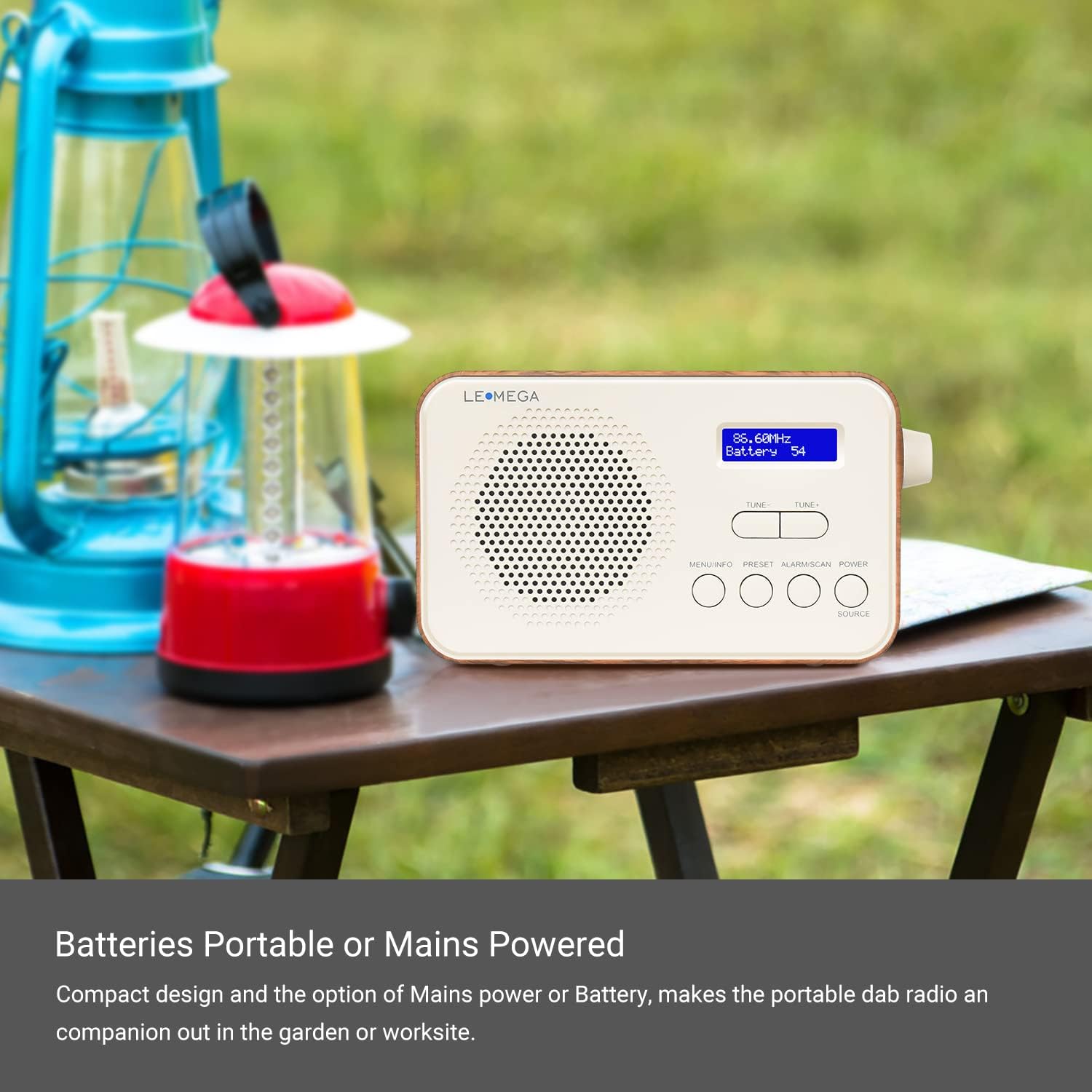 Lemega PR2 Portable DAB Radio with Dual Alarm – Walnut