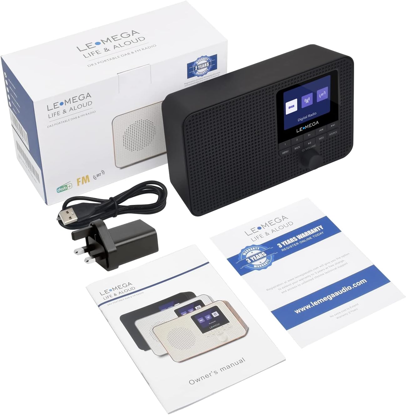 Lemega DR3 Colour Display DAB Radio with Bluetooth