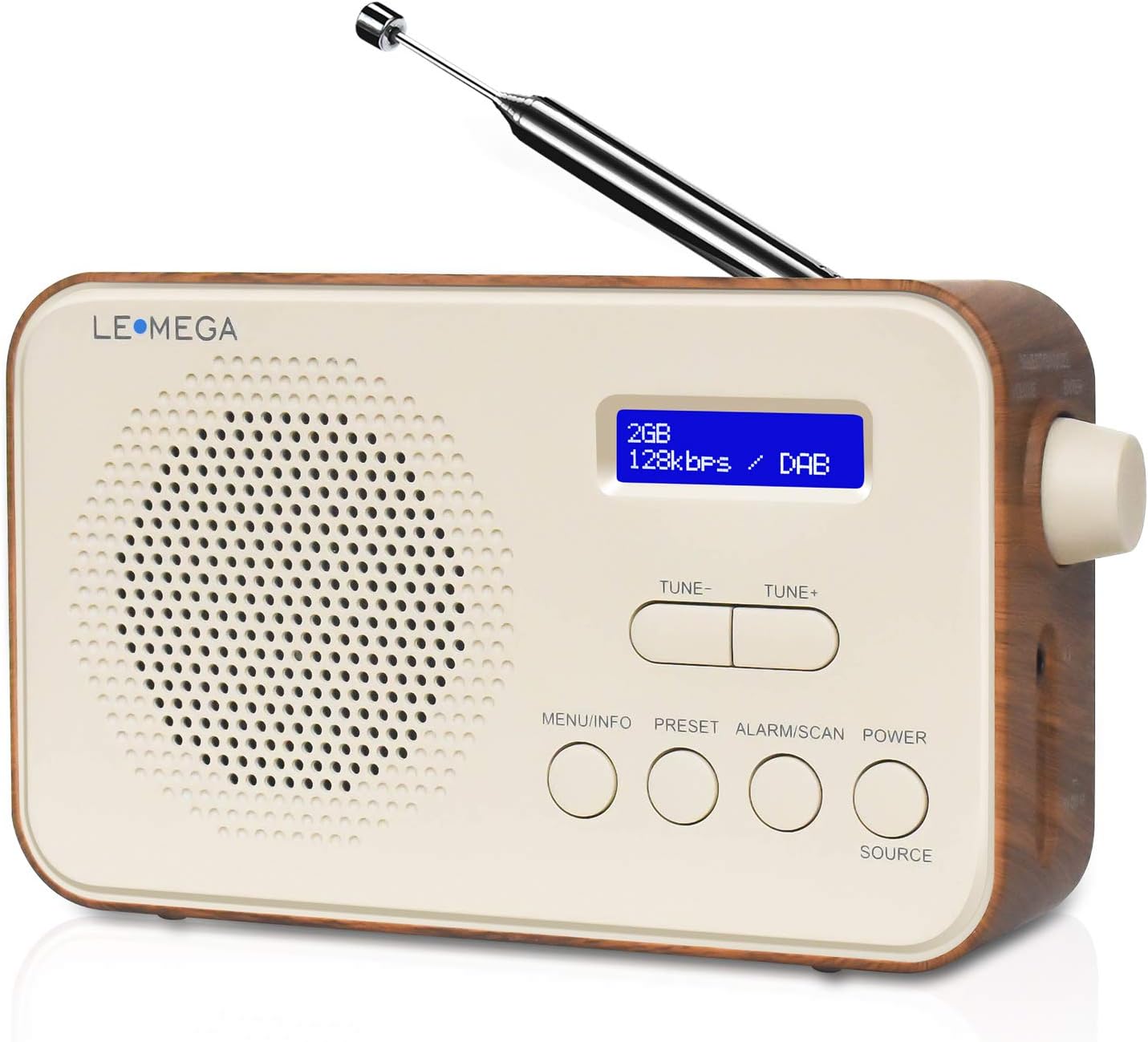 Lemega PR2 Portable DAB Radio with Dual Alarm – Walnut