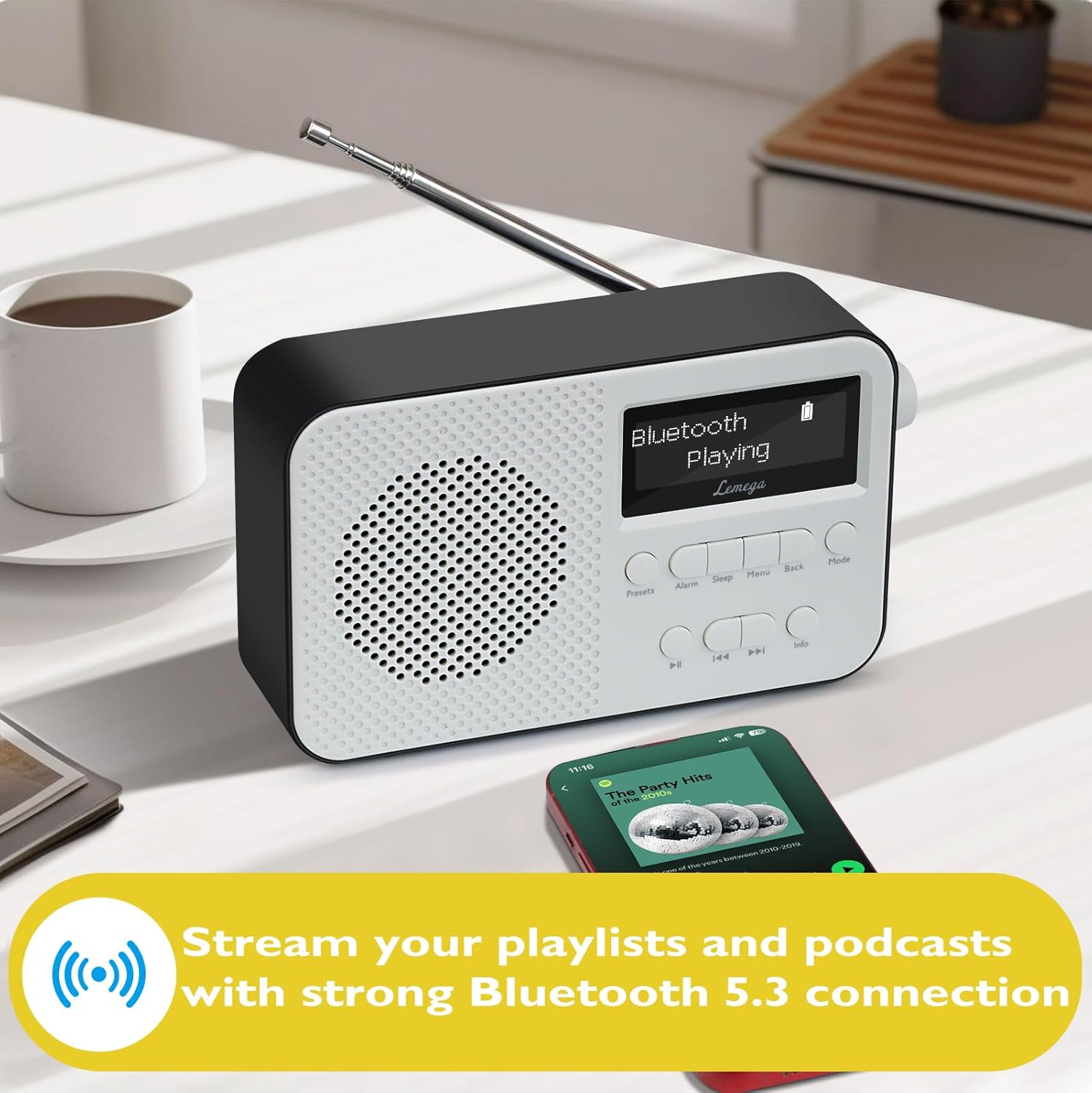 Lemega PR2‑Max Portable DAB Radio with Bluetooth 5.3