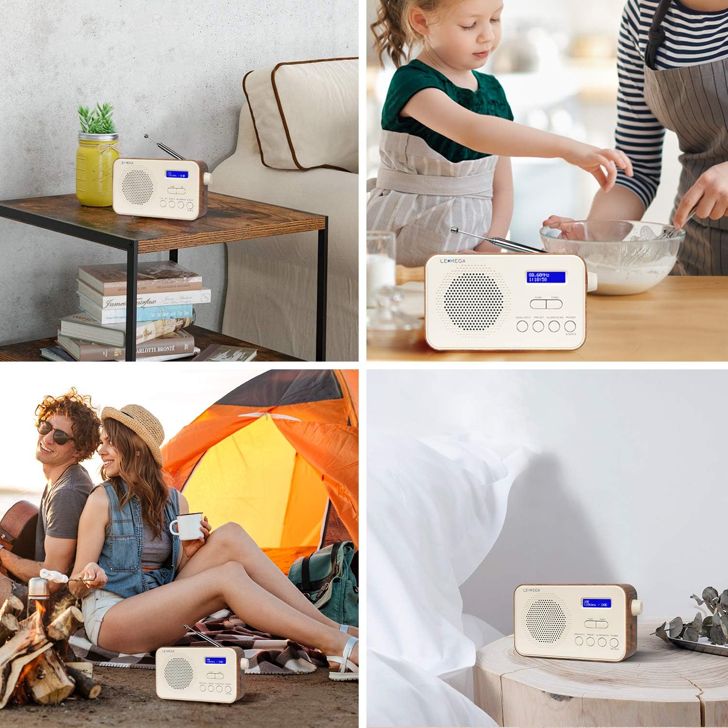 Lemega PR2 Portable DAB Radio with Dual Alarm – Walnut